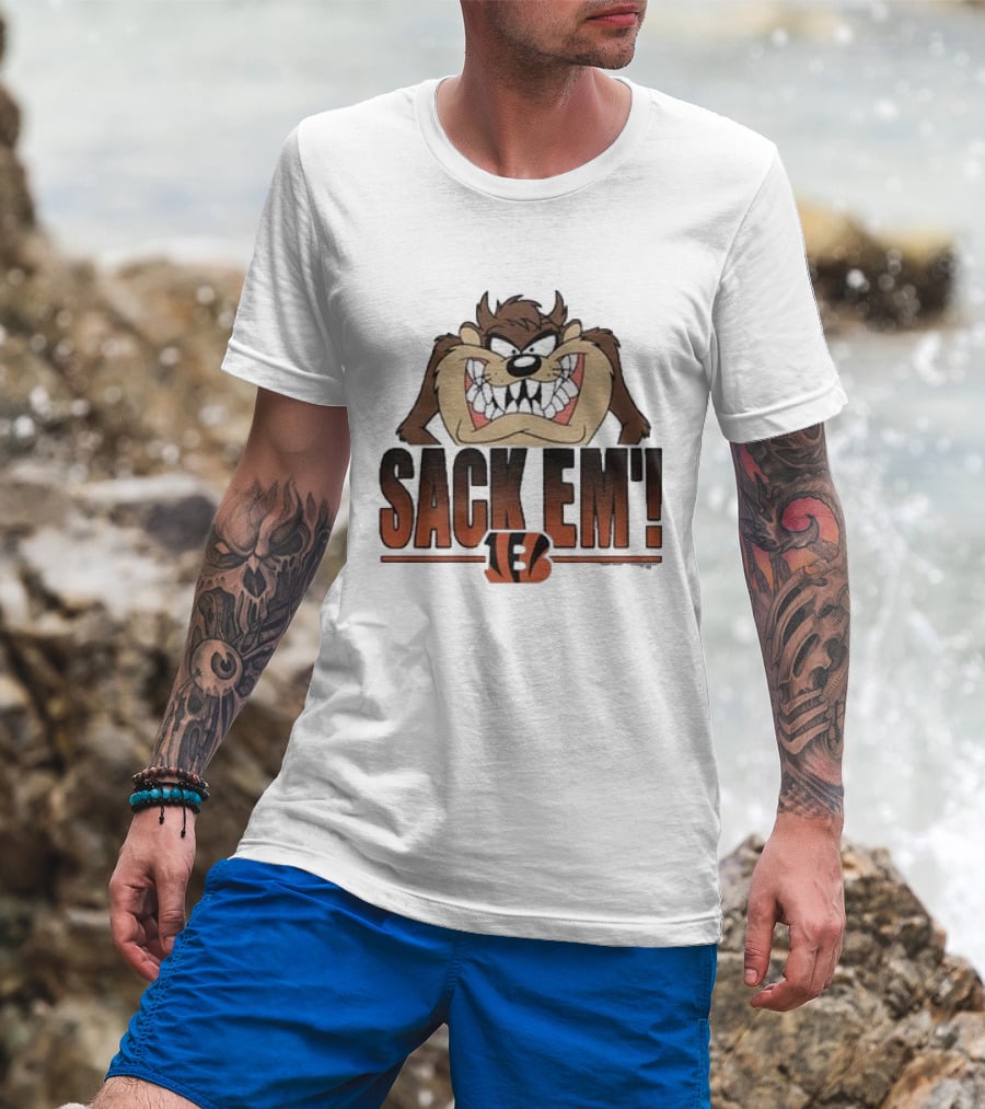 Taz Sack Em Looney Tunes Cincinnati Bengals Collaboration T-Shirt