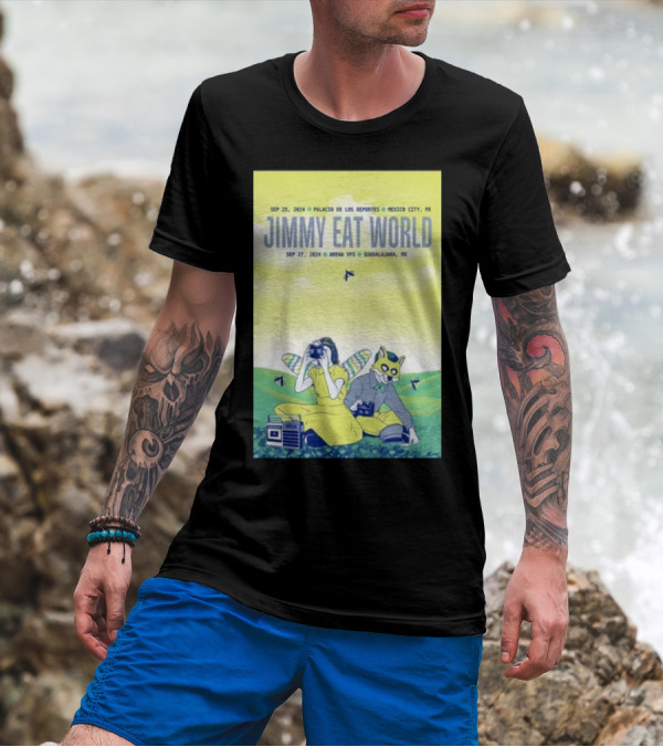 SEP 25 2024 PALACIO DE LOS DEPORTES MEXICO CITY SEP 27 2024 ARENA VFG GUADALAJARA JIMMY EAT WORLD TOUR MEXICO T-Shirt