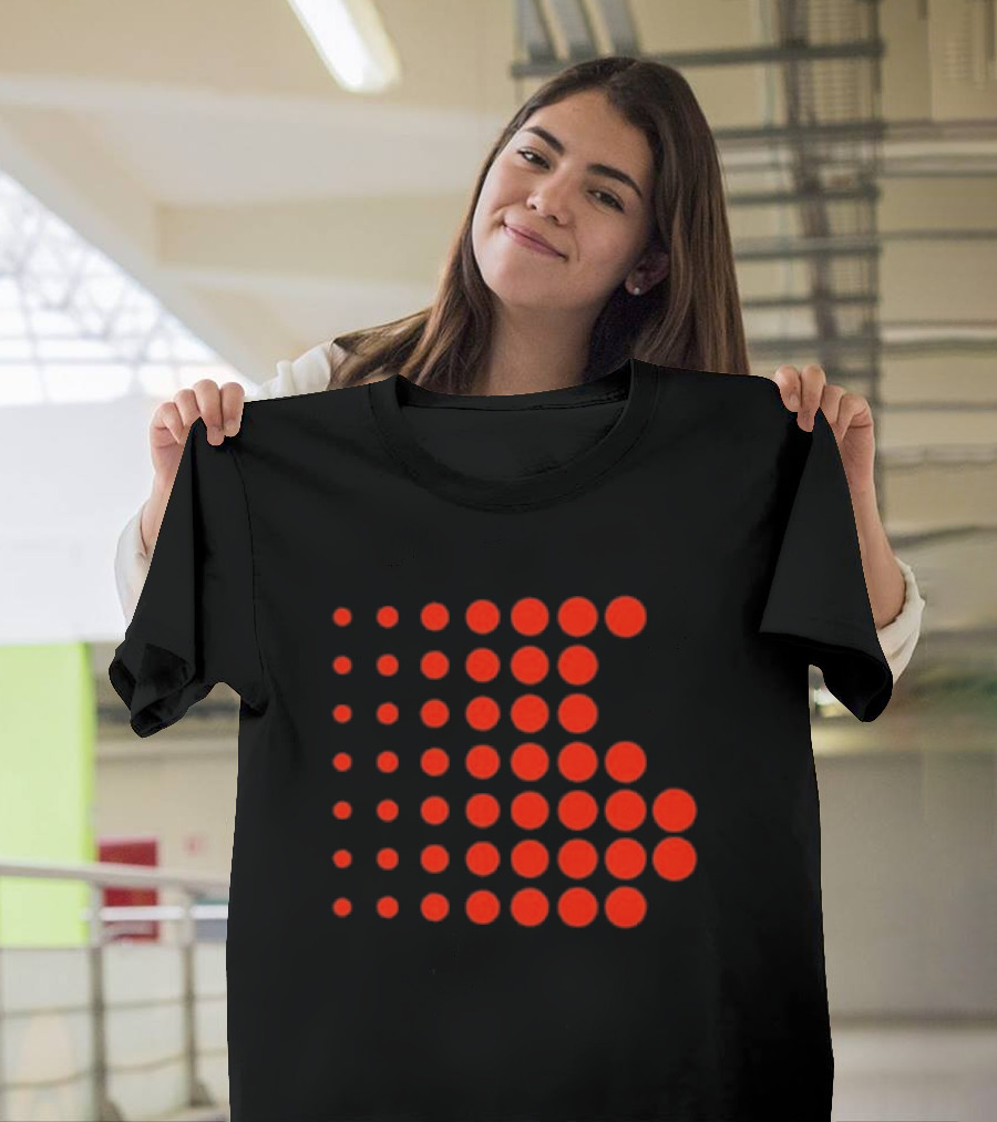 Os-0001 Tetris-Inspired Red Dot Matrix T-Shirt