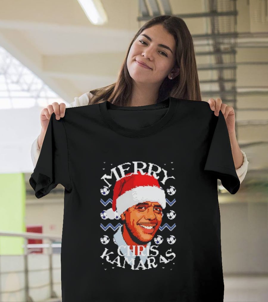 Merry Chris Kamaras Christmas Jumper Santa Hat Soccer Balls T-Shirt