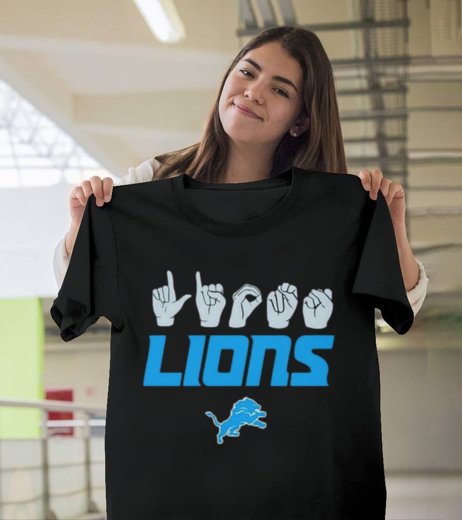 Lions Love Sign Gesture Football Emblem T-Shirt