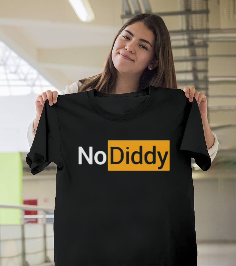 No Diddy Hub Funny P Diddy Parody No Diddy Text T-Shirt