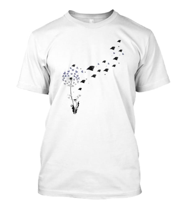 Carolina Panthers Floral Dandelion NFL Team Logo Hearts T-Shirt