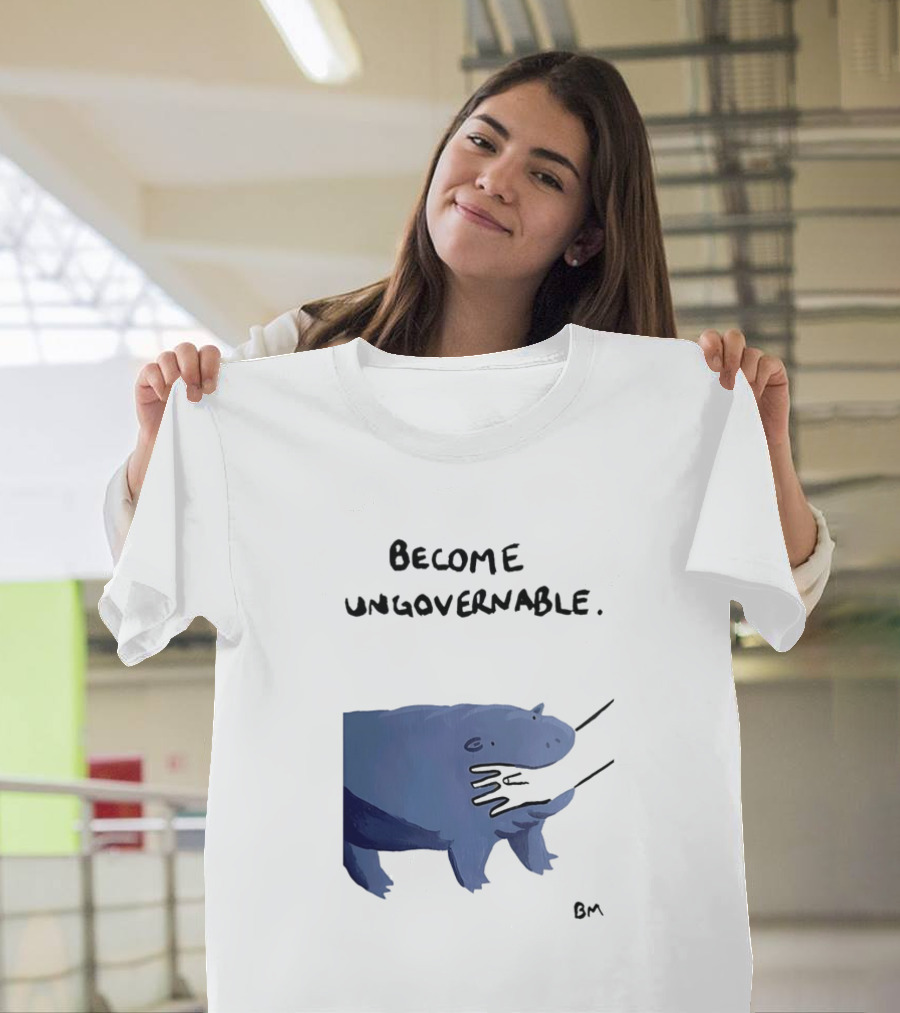 Become Ungovernable Hippo Resisting Pull with BM Signature T-Shirt