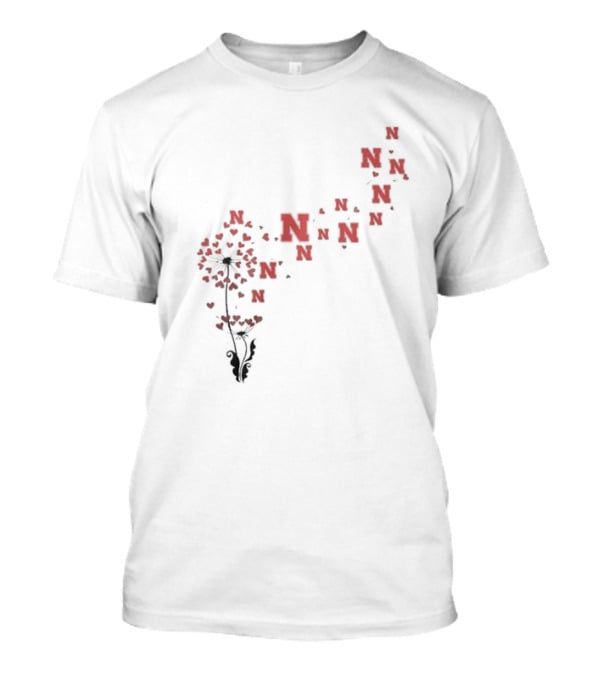 Nebraska Cornhuskers N Logo Dandelion Floral Motif T-Shirt