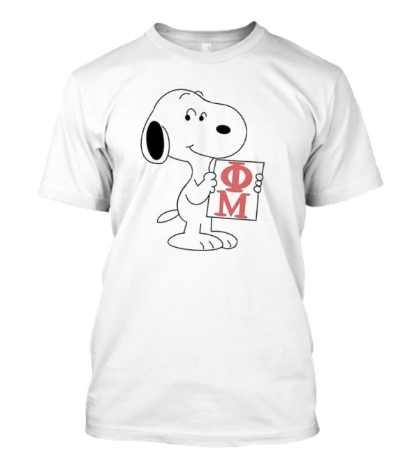 Phi Mu Snoopy Holding Greek Letters T-Shirt