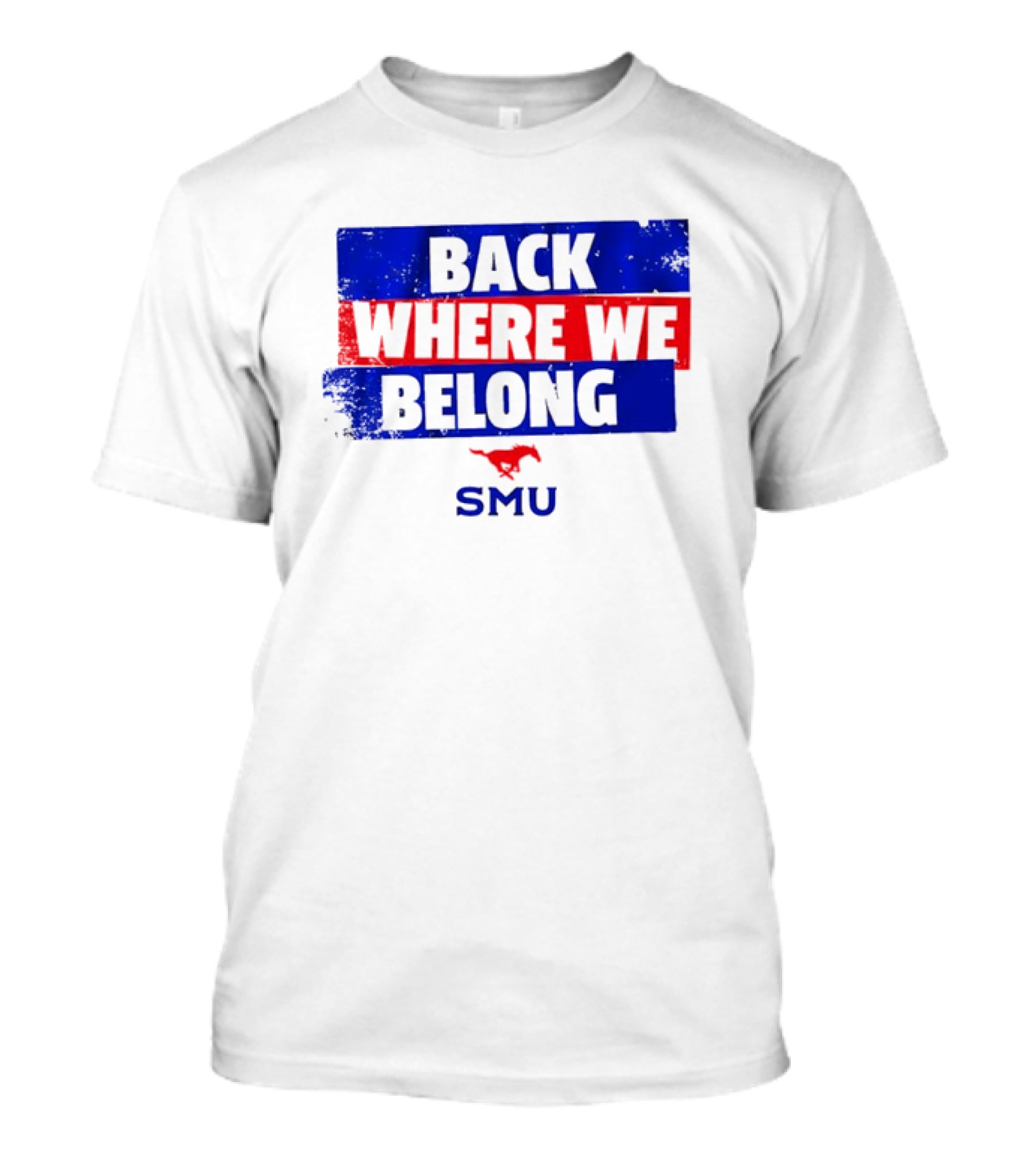 SMU Back Where We Belong Red Mustang T-Shirt