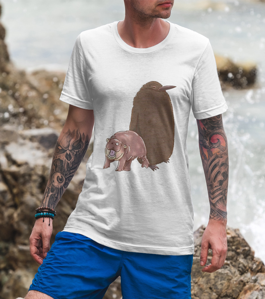 Best Friends Moo Deng Hippo And Pesto Penguin Playful Companions T-Shirt