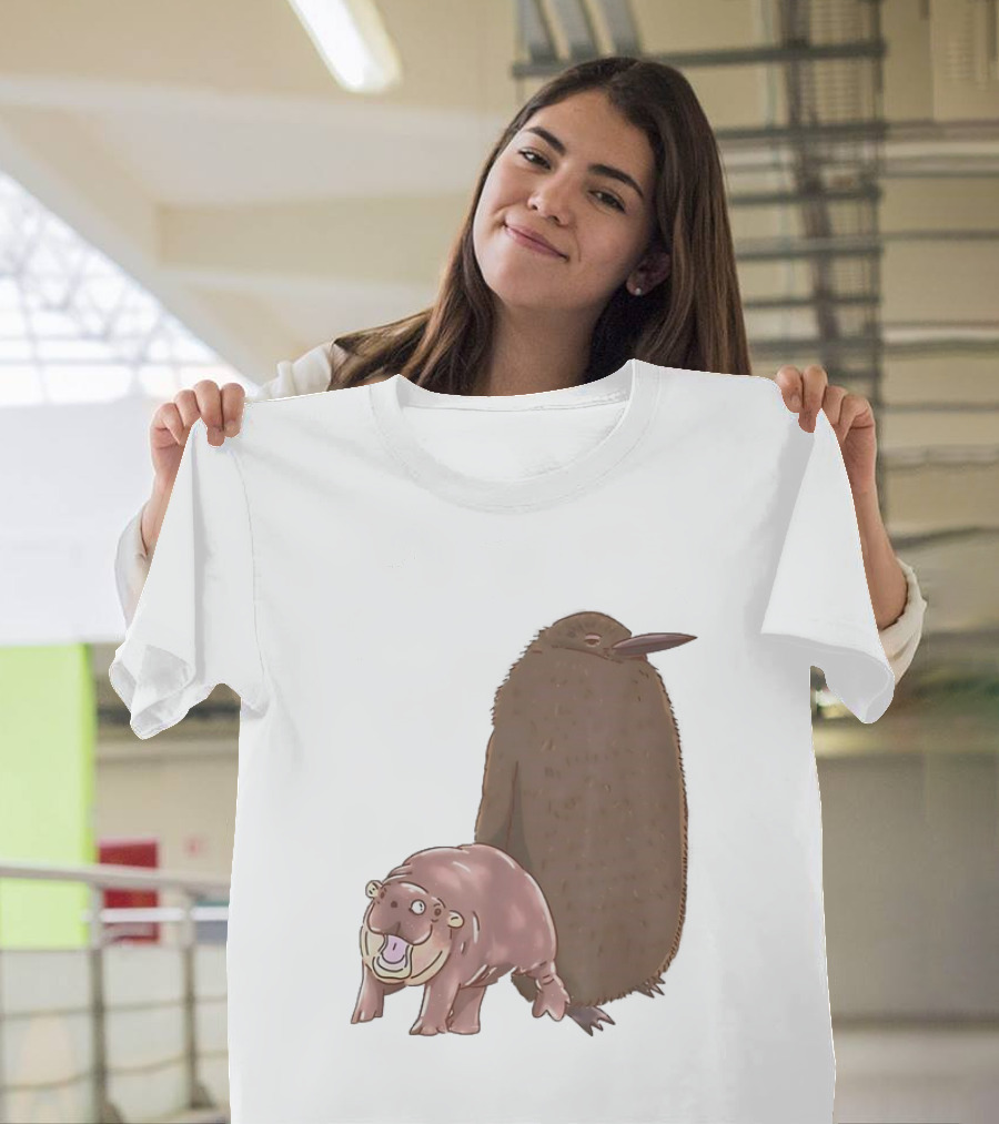 Best Friends Moo Deng Hippo And Pesto Penguin Playful Companions T-Shirt