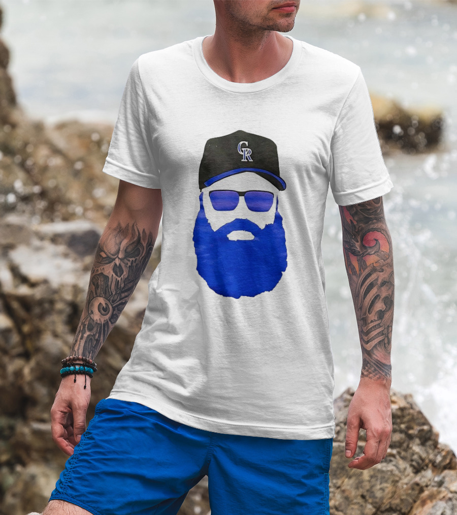 Charlie Blackmon Face Beard Sunglasses Colorado Rockies Baseball T-Shirt