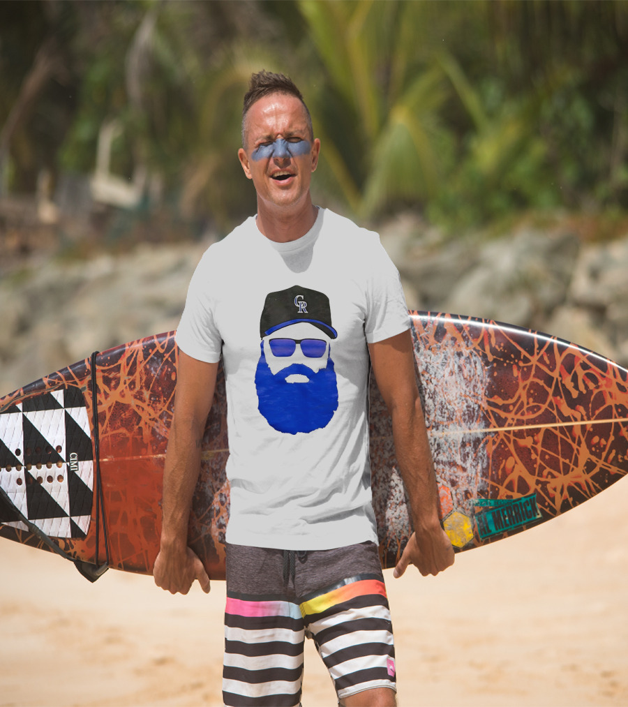 Charlie Blackmon Face Beard Sunglasses Colorado Rockies Baseball T-Shirt