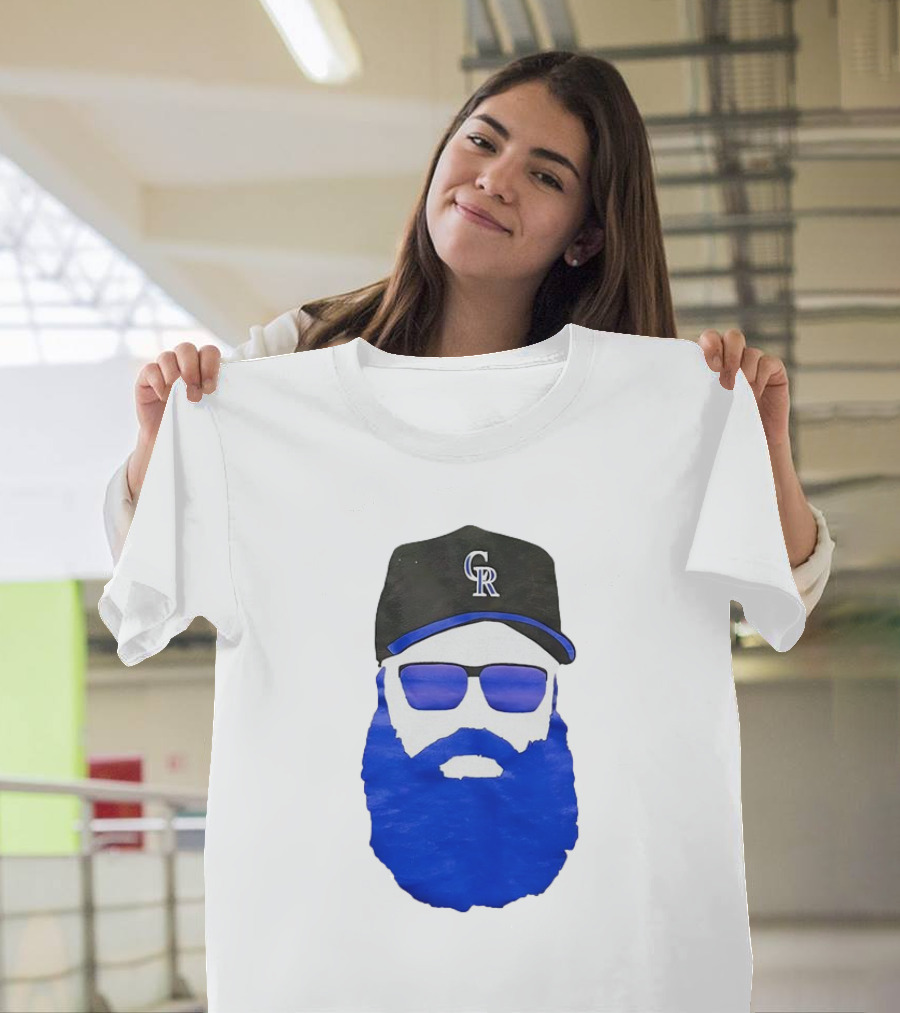 Charlie Blackmon Face Beard Sunglasses Colorado Rockies Baseball T-Shirt