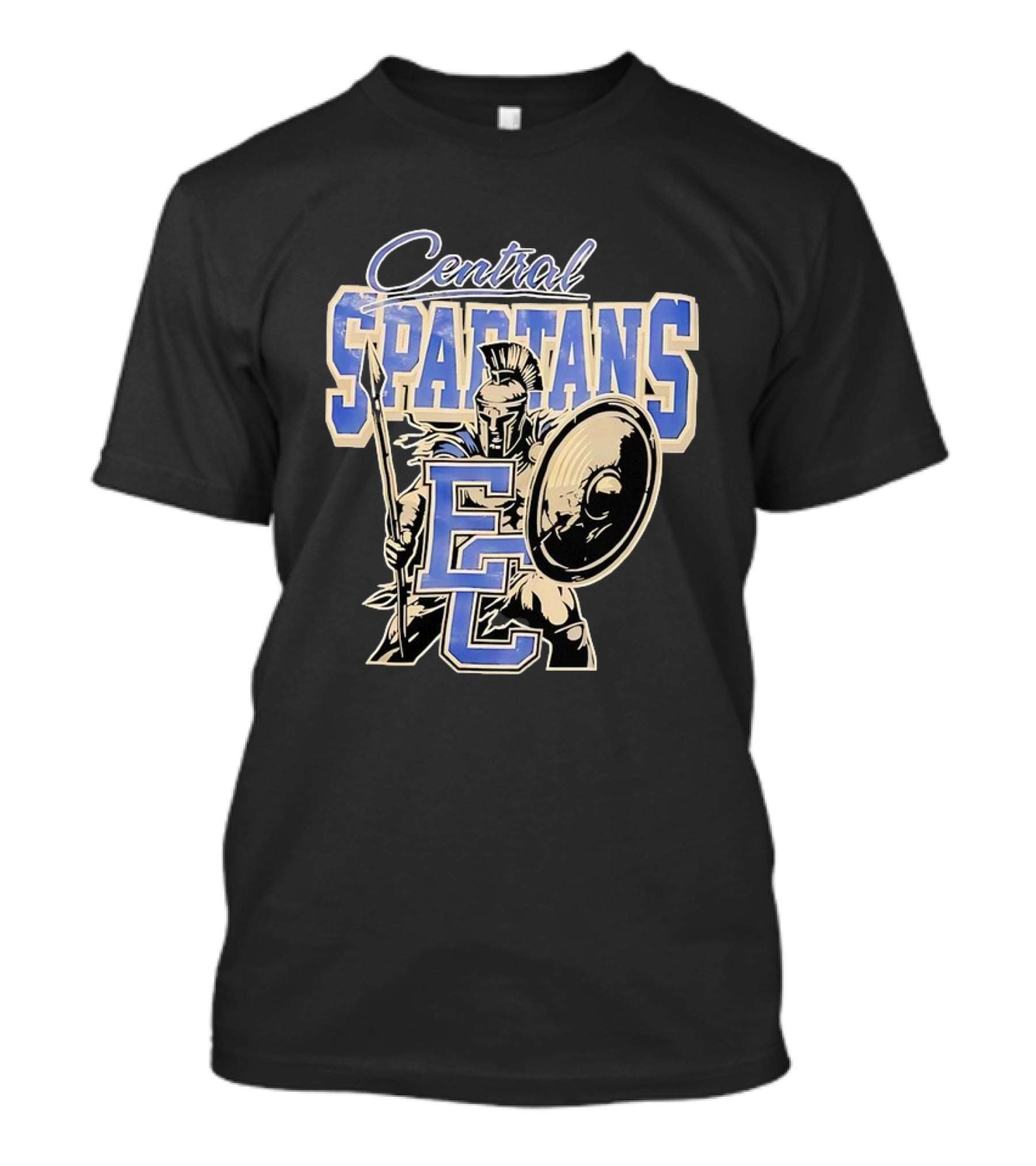 Central Spartans EC Football Spartan Warrior Shield Spear T-Shirt