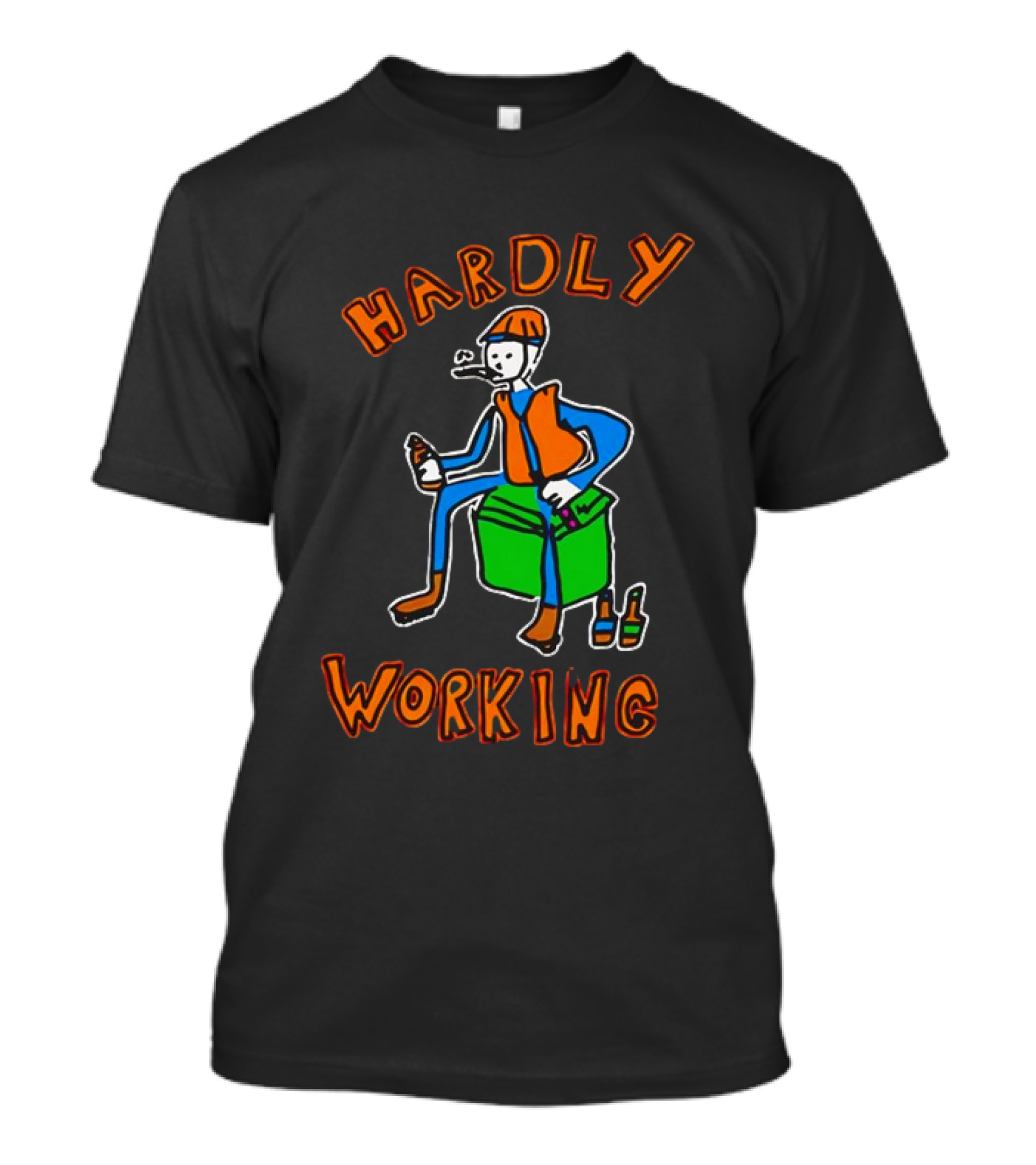 HARDLY WORKING Meme Sitting On Cooler With Beer Bottles T-Shirt