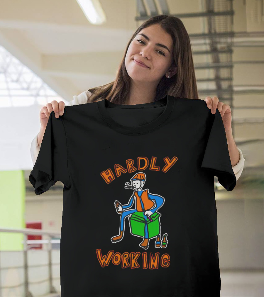 HARDLY WORKING Meme Sitting On Cooler With Beer Bottles T-Shirt