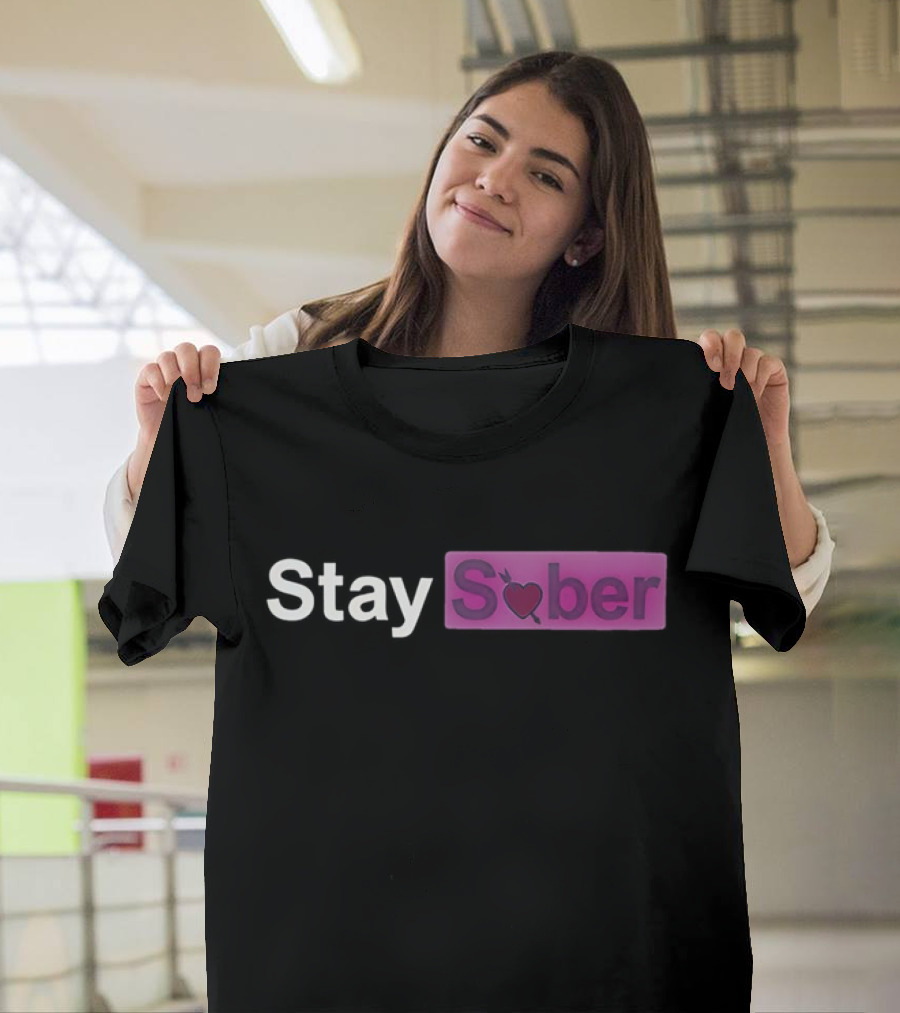 Stay Sober Valentine’s Heart Logo Funny T-Shirt