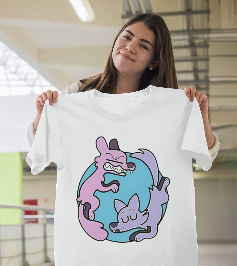 Ac Stuart Two Wolves Yin Yang Pastel T-Shirt