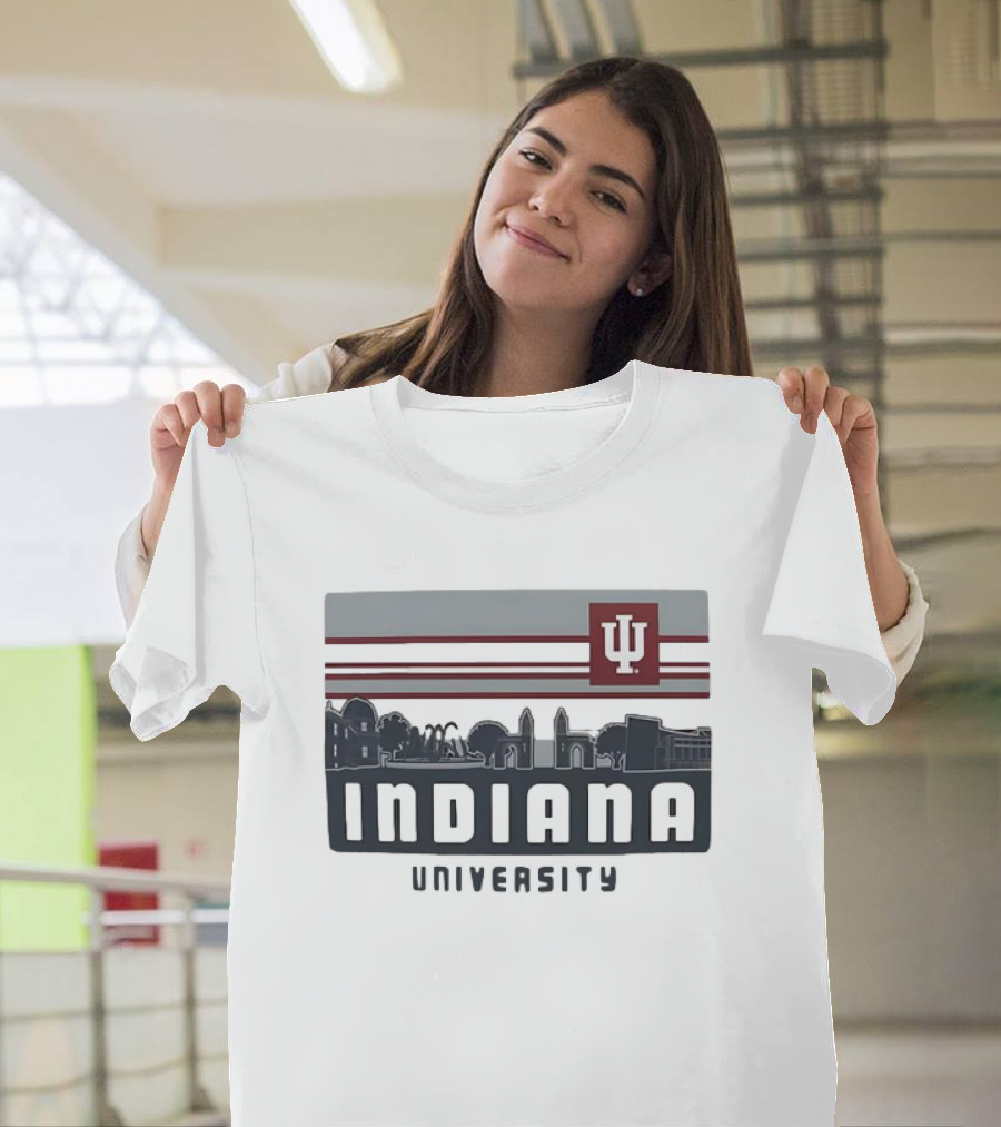 Indiana Hoosiers University Campus Skyline IU Logo Retro T-Shirt