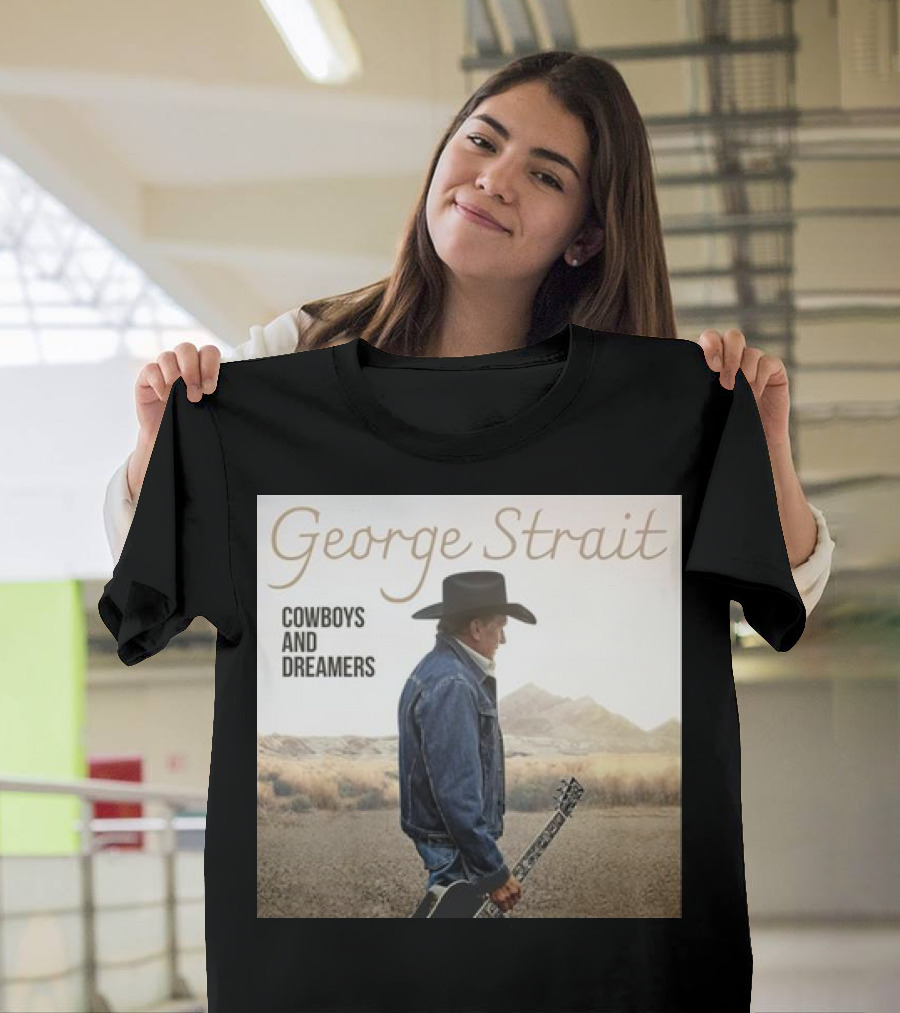 George Strait Cowboys and Dreamers Photo with Guitar in Desert Landscape T-Shirt