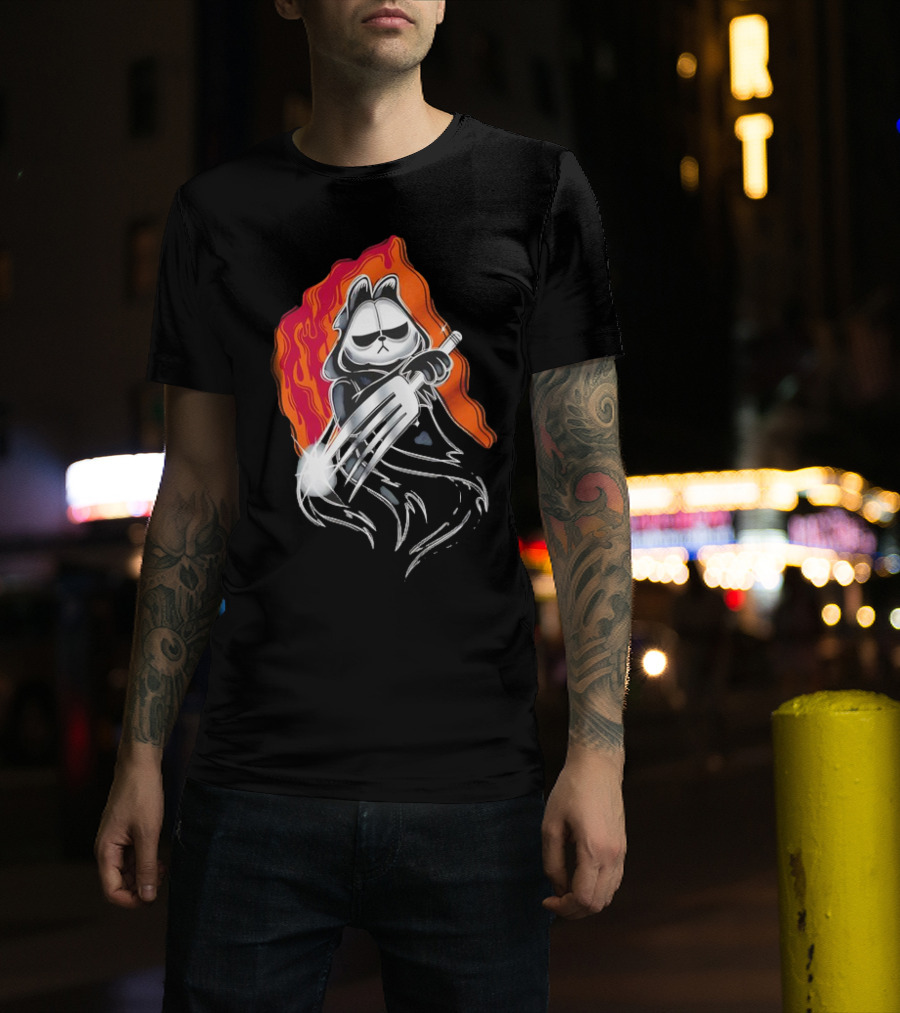 Ghostface Garfield The Lasagna Slasher Fiery Fork Phantom T-Shirt