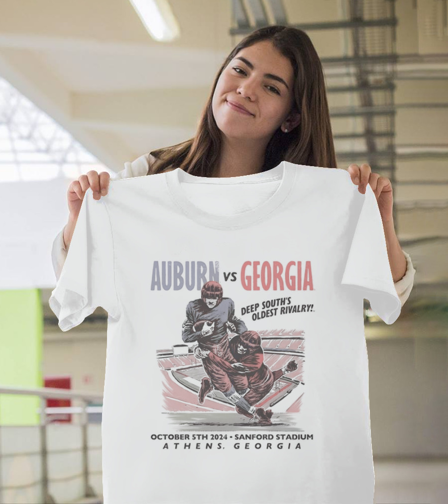 Auburn vs Georgia Deep South's Oldest Rivalry October 5th 2024 Sanford Stadium Athens Georgia T-Shirt