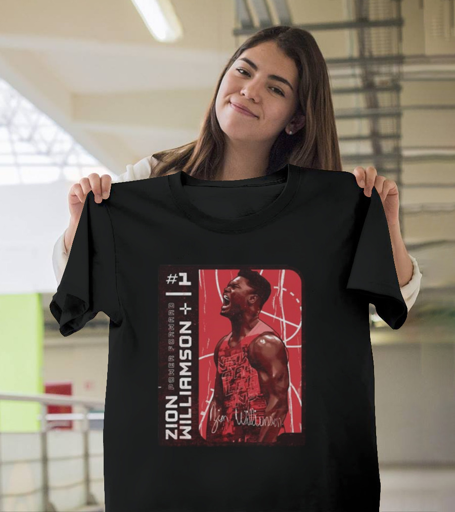 Zion Williamson #1 Power Forward Basketball Signature Card T-Shirt