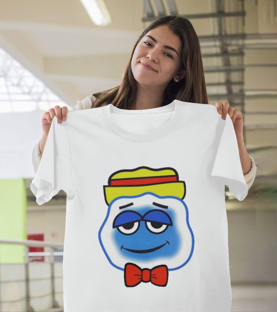 Blooo Ice Cartoon Face with Yellow Hat and Red Bowtie Cute T-Shirt