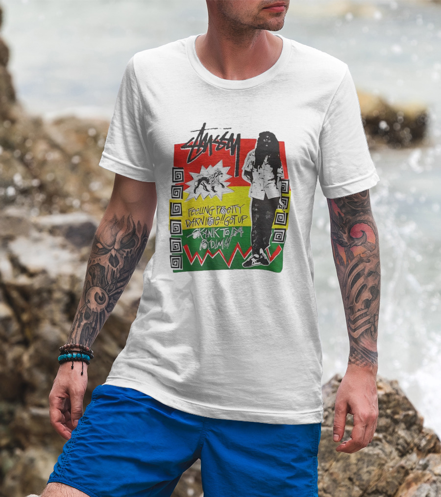 Stussy Bob Marley Feeling Pretty Darn Irie Get Up Skank To Da Riddim T-Shirt