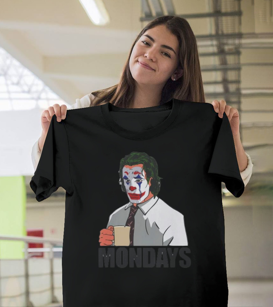 Joker Clown Drinking Coffee Mondays Mood T-Shirt