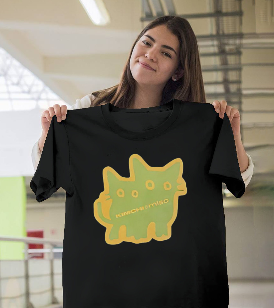 Kimchi and Miso Collection Twins Chenille Neon Cat Patch T-Shirt