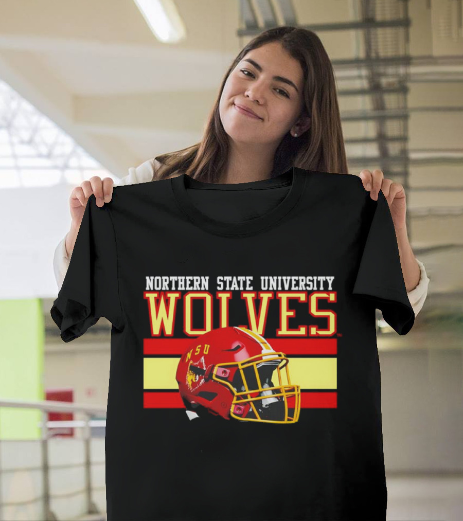 Northern State University Wolves NSU Football Helmet T-Shirt