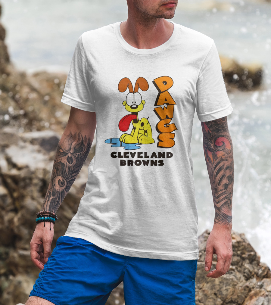 Dawgs Cleveland Browns Odie Garfield Cartoon T-Shirt