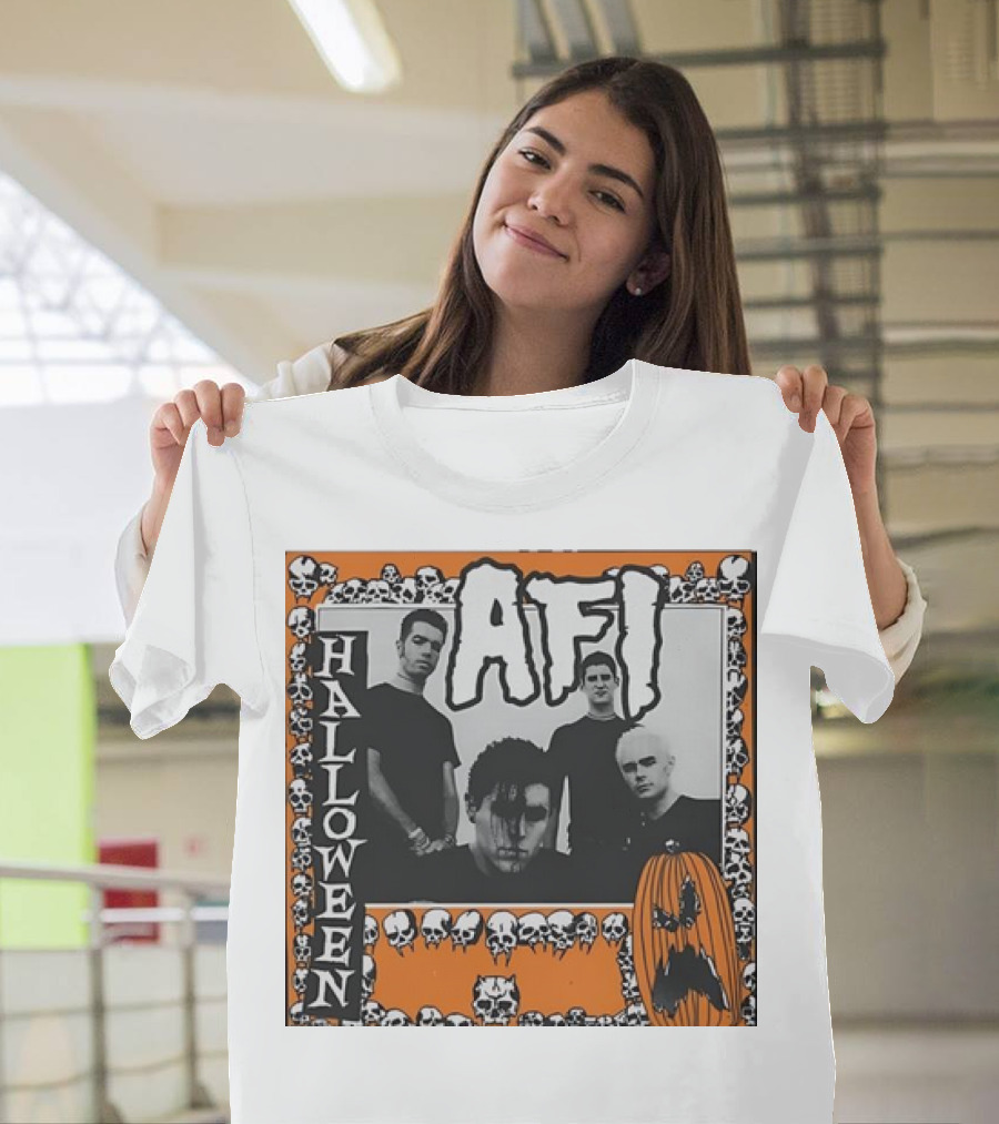 AFI Monsters Outside Halloween Skulls and Pumpkin T-Shirt