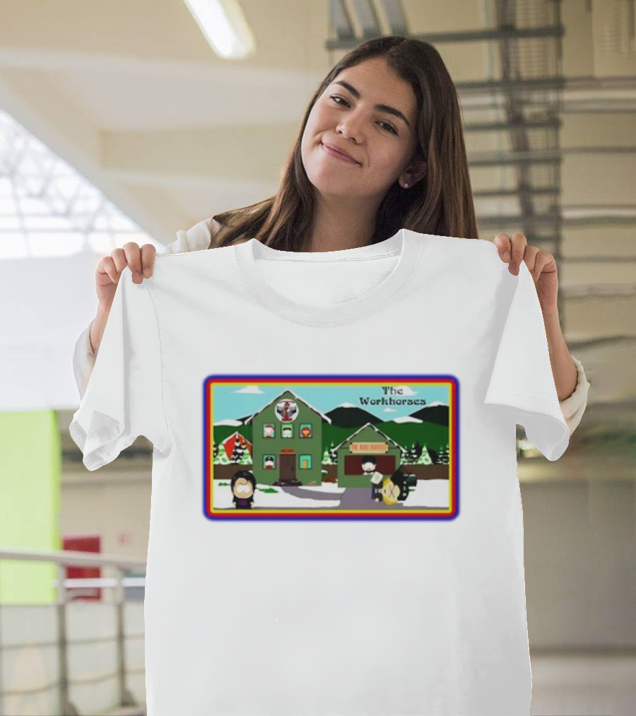 The Workhorses South Park Cartoon Snowy Neighborhood Scene T-Shirt