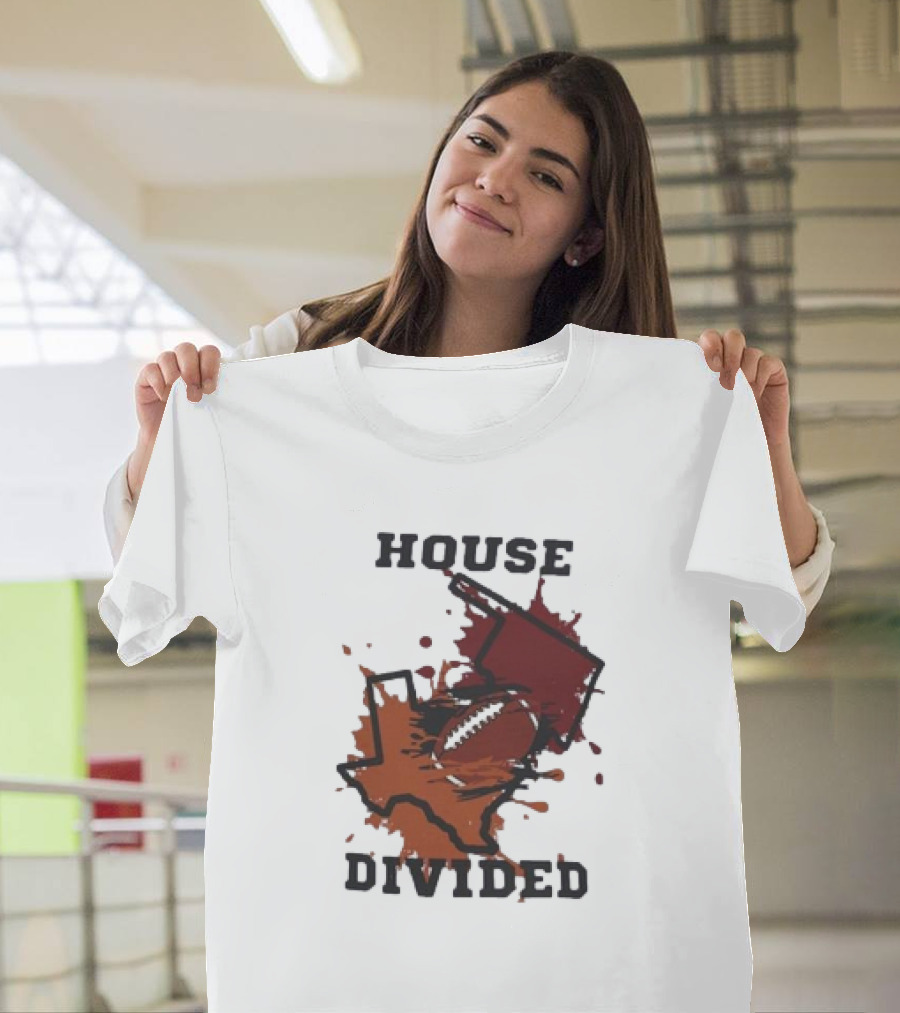 House Divided Texas Longhorns vs Oklahoma Sooners Football Rivalry T-Shirt
