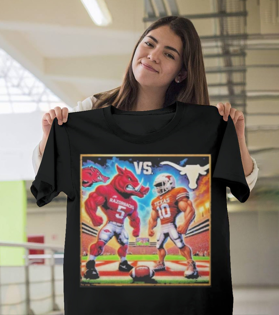 Razorbacks vs Texas Longhorns Football Rivalry Mascots Face-Off T-Shirt