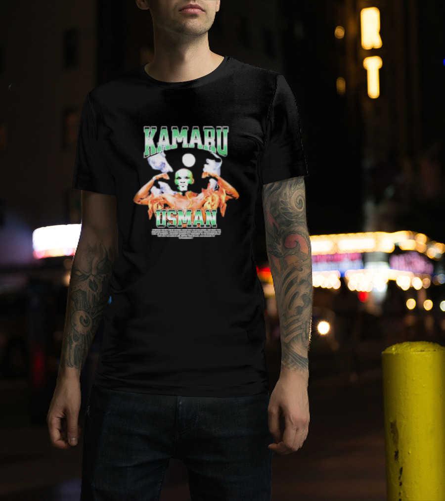Kamaru Usman Warrior Spirit Flames And Smoke T-Shirt