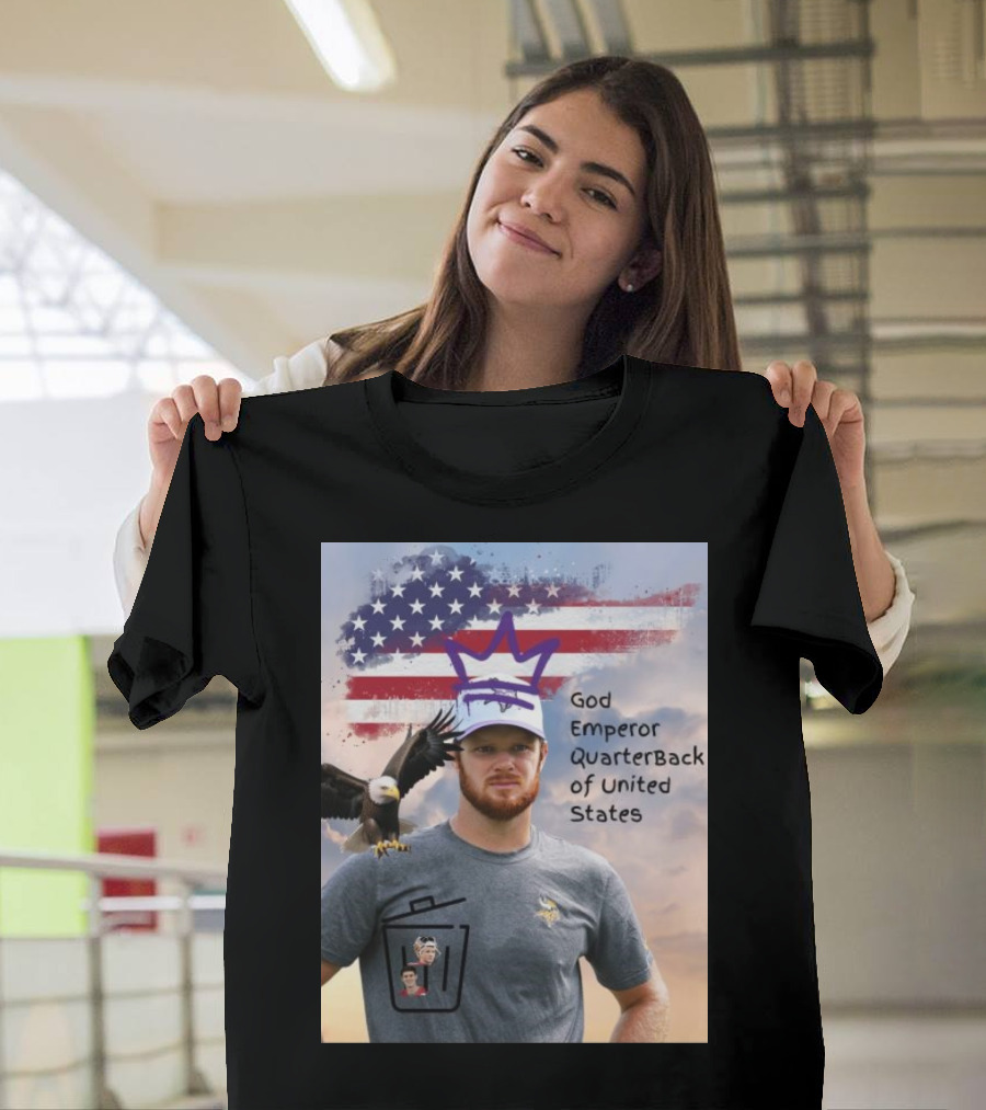 Sam Darnold God Emperor Quarterback of United States American Flag Bald Eagle T-Shirt