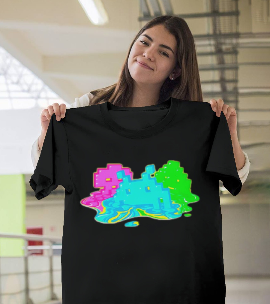 Space Invaders Melting Retro Arcade Aliens T-Shirt