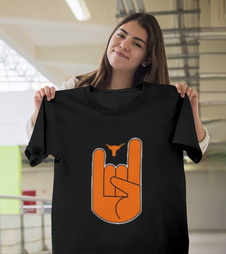Texas Longhorns Hook ‘Em Hand Gesture with Longhorn T-Shirt