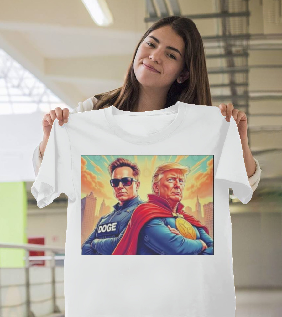 Doge Meme Elon Musk Trump Superhero T-Shirt