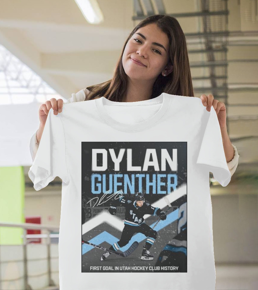 DYLAN GUENTHER First Goal in Utah Hockey Club History with Autograph and Action Shot T-Shirt