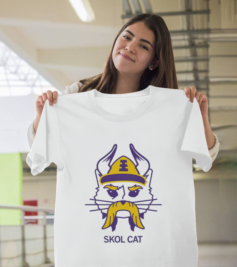 Los Angeles Lakers Skol Cat Viking Helmet Mustache T-Shirt