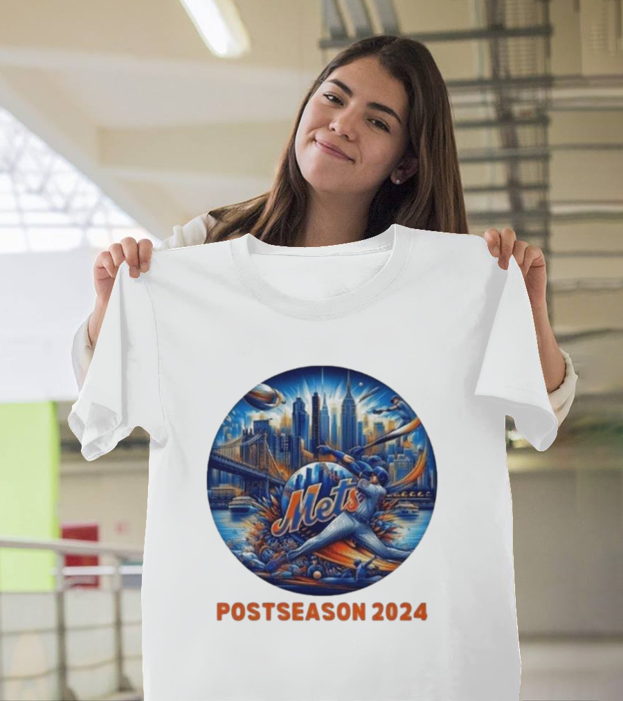 New York Mets Postseason 2024 Skyline Baseball Playoff T-Shirt