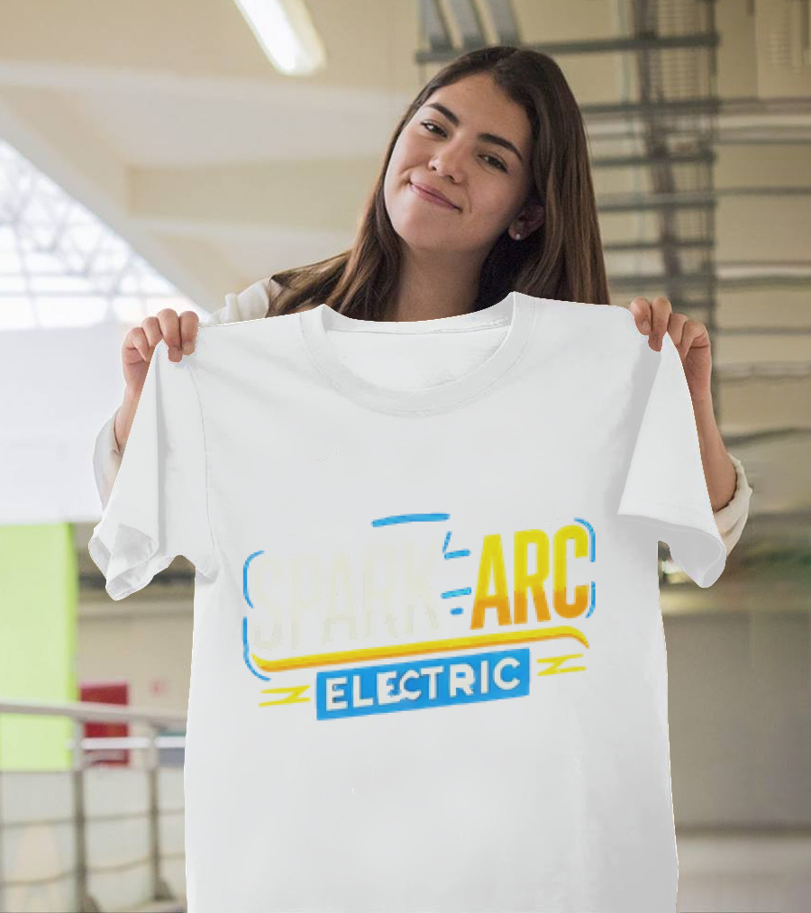 Spark And Arc Electric Bold Yellow And Blue Text T-Shirt
