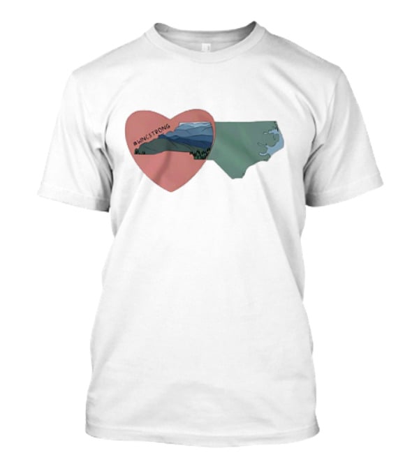 WNC Strong Heart With North Carolina Mountains Map T-Shirt