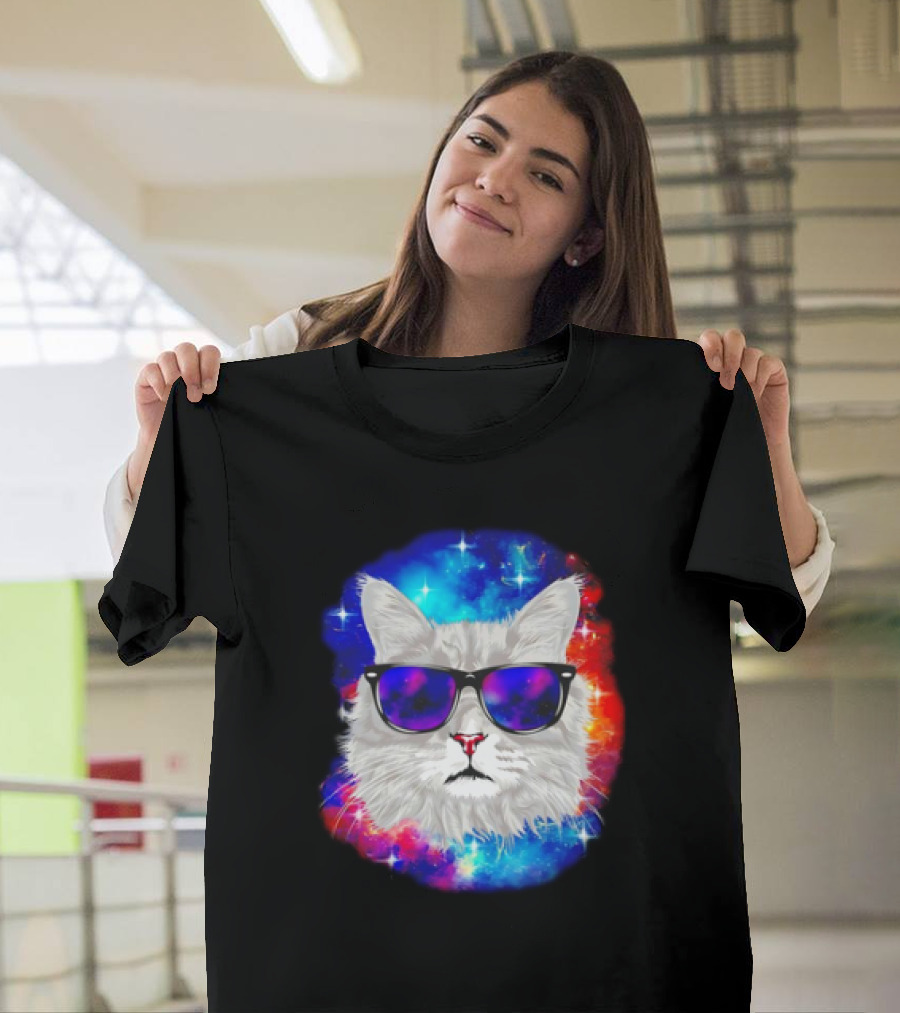 Cool Cat Space Shades Galaxy T-Shirt