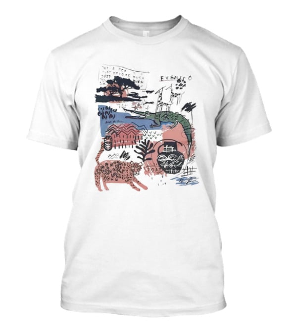 Evening Jungle Dusk Crocodile Leopard Scribble T-Shirt