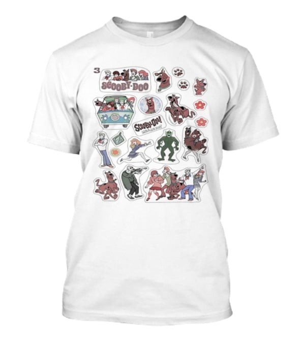 Scooby-Doo Where Are You Character Stickers Scooby-Doo Scooby-Doo Gang And Mystery Machine Stickers T-Shirt