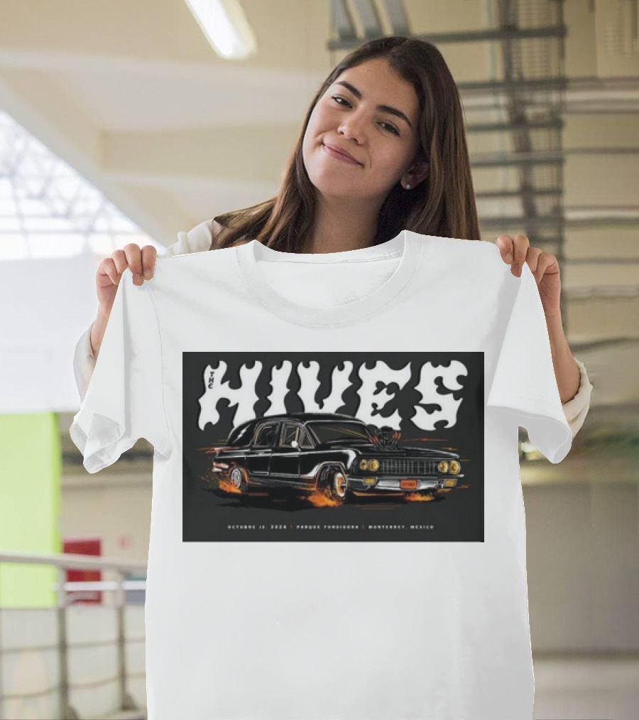 The Hives Live in Monterrey October 12 2024 Parque Fundidora Concert with Classic Black Car T-Shirt